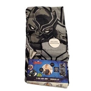 New Marvel Avengers Black Panther Kids Bath Towel & Washcloth Set 2 PC